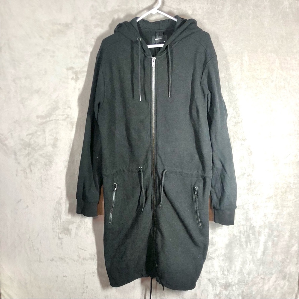 Reserved Long Zip Up Hooded Sweatshirt Jacket Men’s XL Black Jogging Outdoors